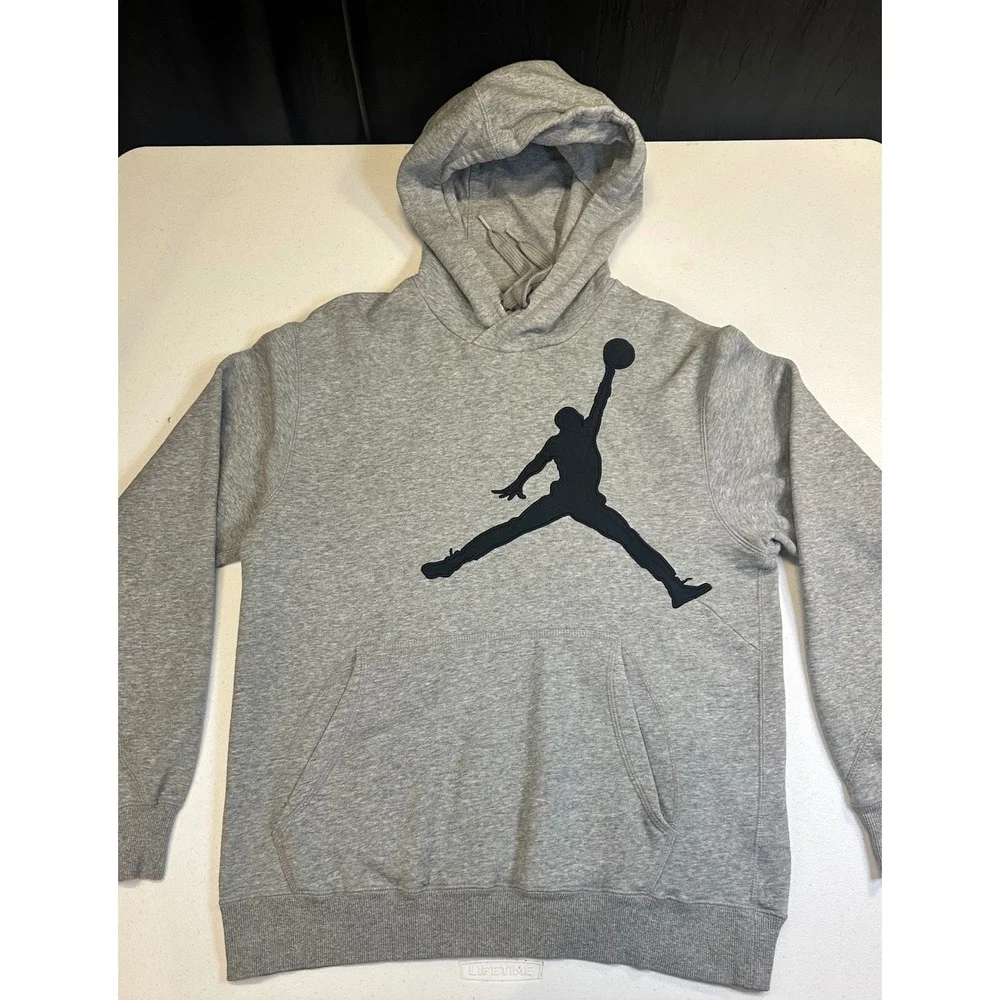 Jordan Jumpman Pullover Hoodie Mens Medium Heather Grey Black 437218-063